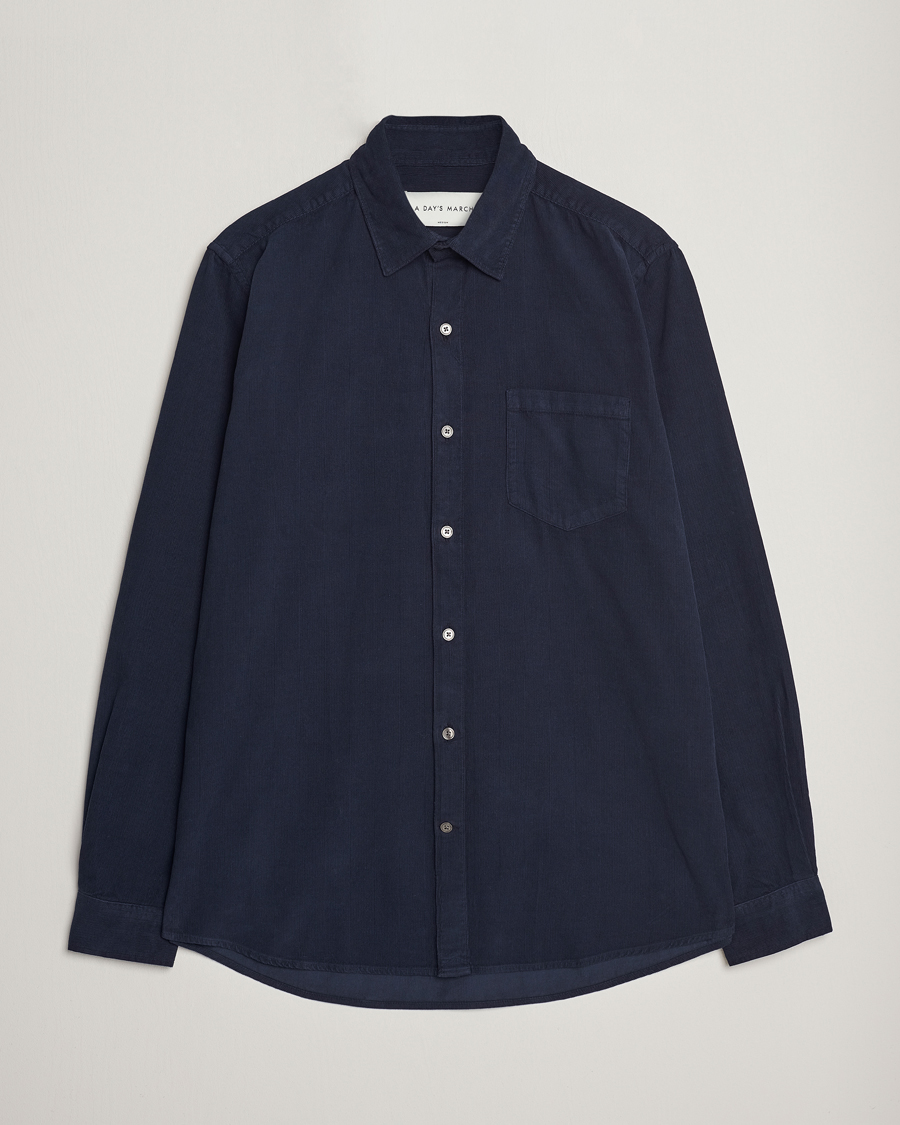 Men | A Day's March | A Day's March | Daintree Baby Cord Shirt Navy
