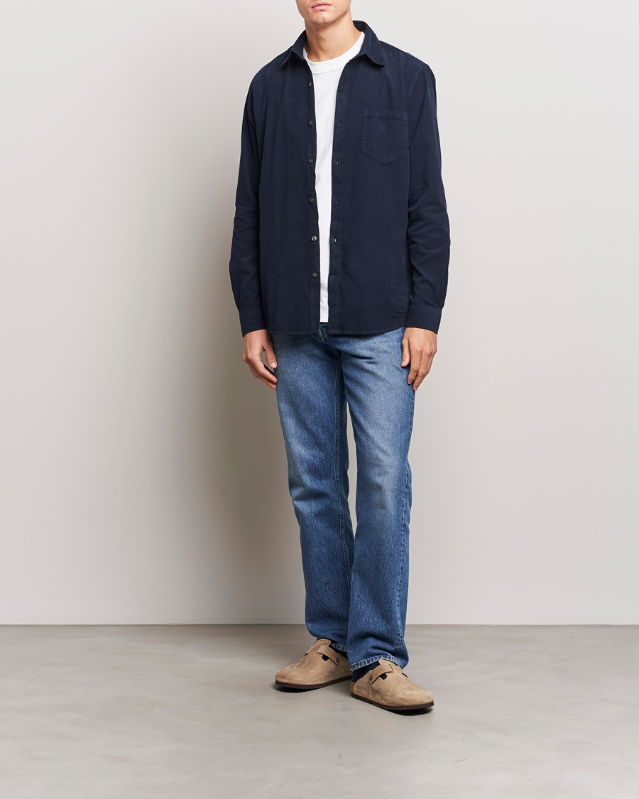 Men | Shirts | A Day's March | Daintree Baby Cord Shirt Navy