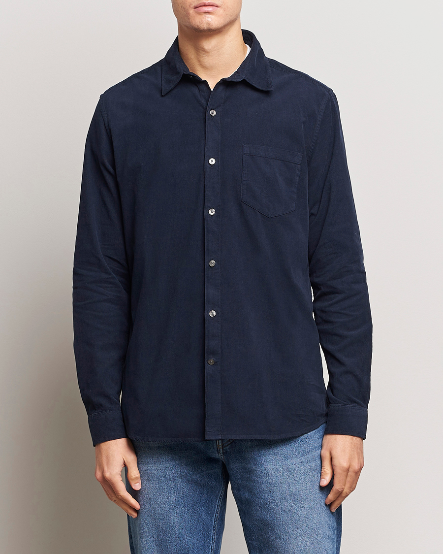 Men | Shirts | A Day's March | Daintree Baby Cord Shirt Navy