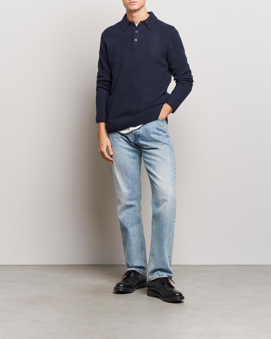 Men | Sweaters & Knitwear | A Day's March | Avoch Lambswool Polo Navy