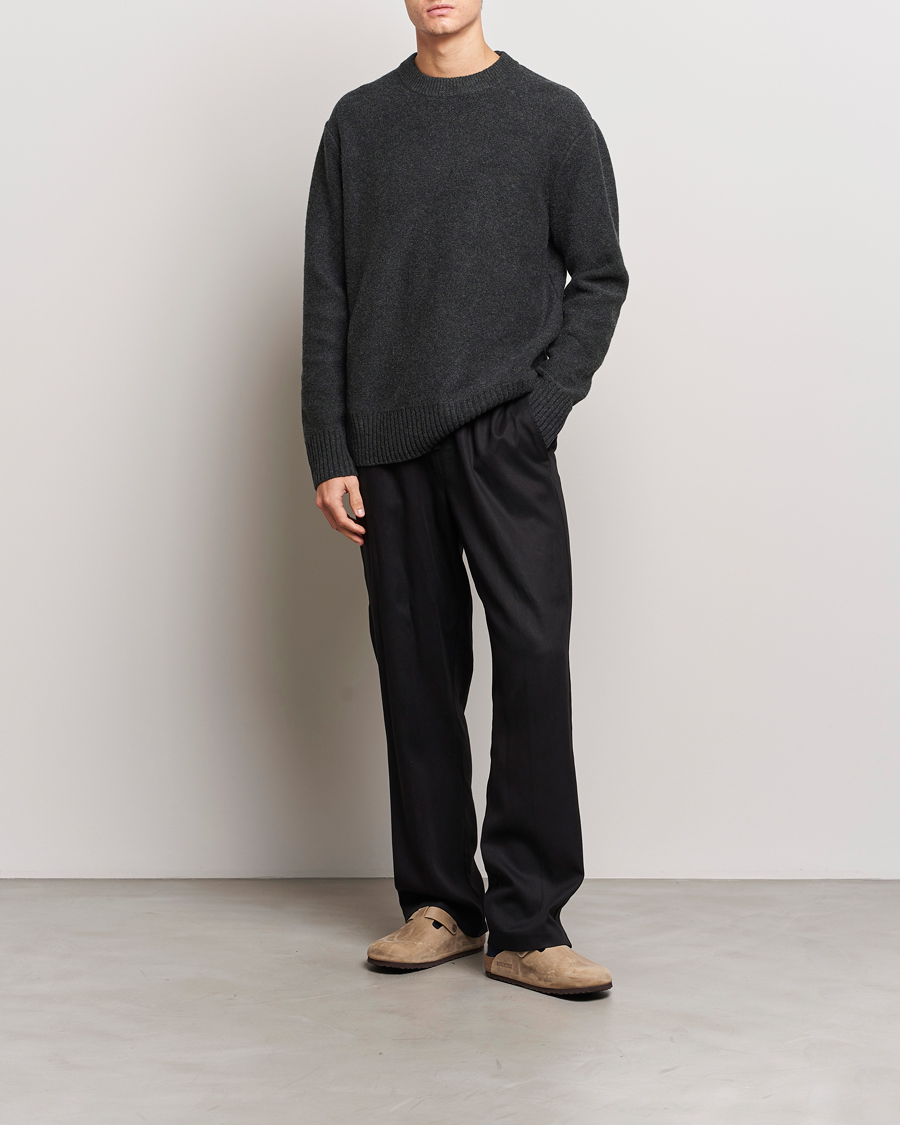Men | Sweaters & Knitwear | A Day's March | Tietar Boiled Merino Sweater Anthracite