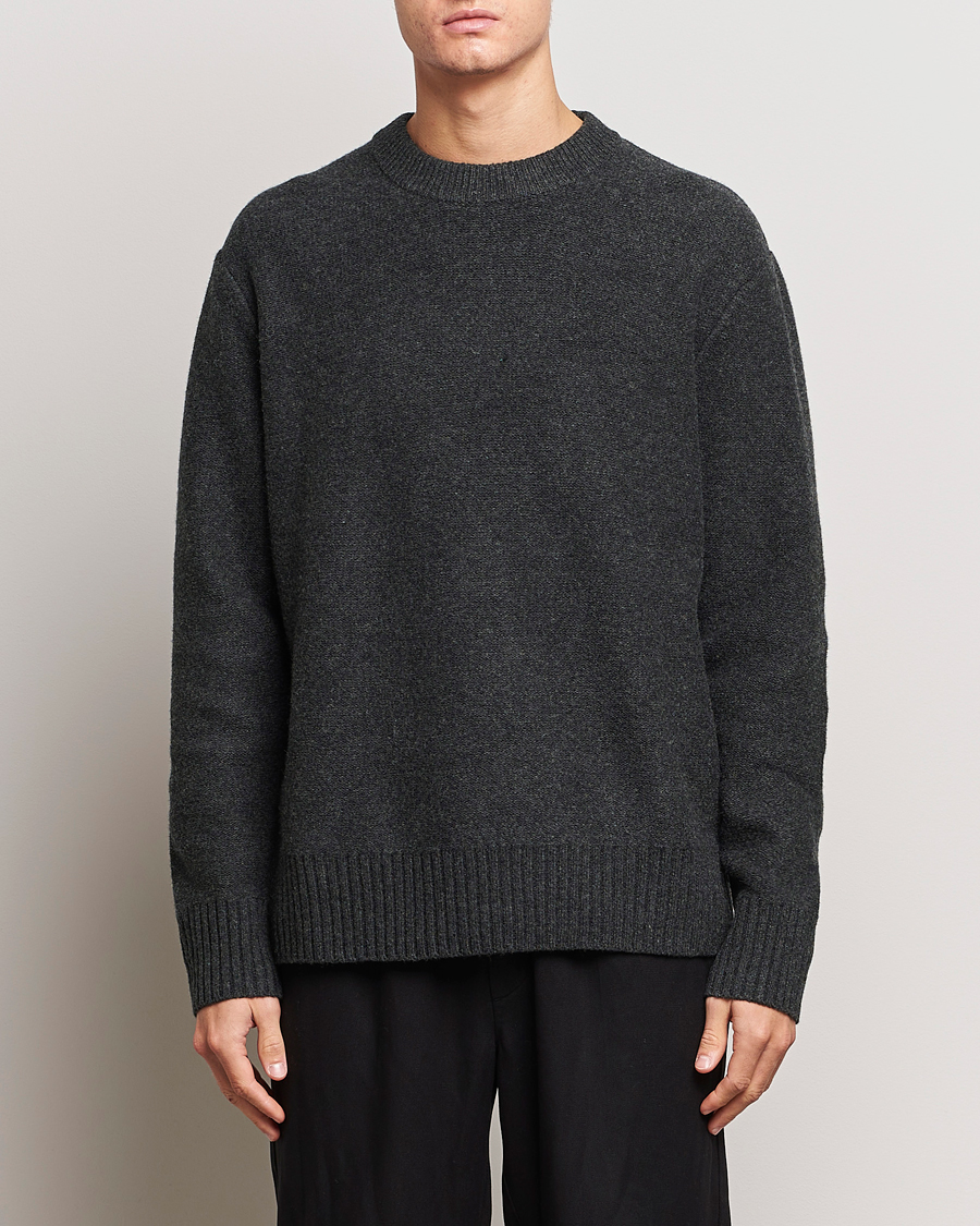 Men | Sweaters & Knitwear | A Day's March | Tietar Boiled Merino Sweater Anthracite