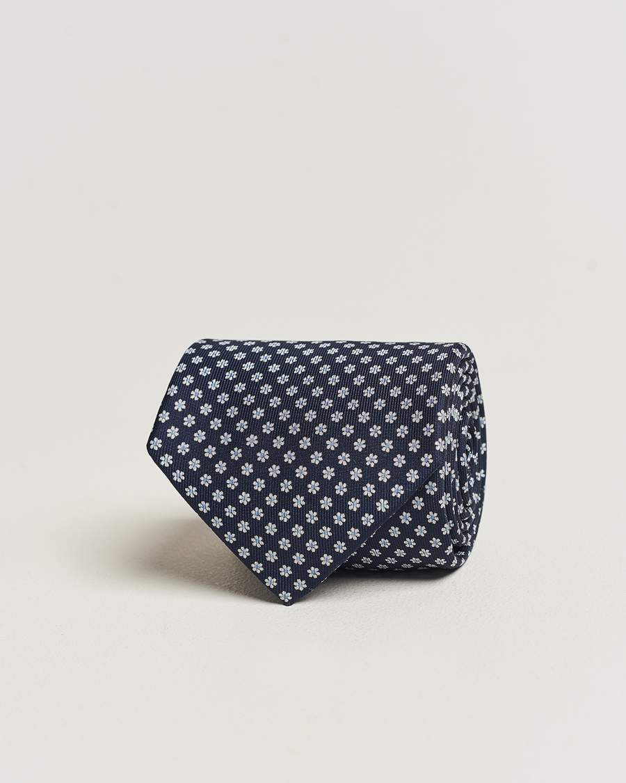 Men | E. Marinella | E. Marinella | 3-Fold Printed Silk Tie Navy