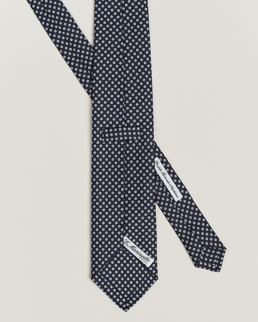 Men | E. Marinella 3-Fold Printed Silk Tie Navy | E. Marinella | 3-Fold Printed Silk Tie Navy