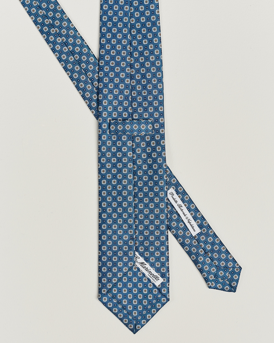 Men | E. Marinella 3-Fold Printed Silk Tie Blue | E. Marinella | 3-Fold Printed Silk Tie Blue