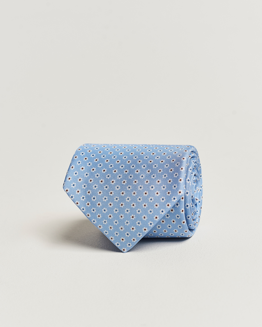 Men | E. Marinella | E. Marinella | 3-Fold Printed Silk Tie Light Blue