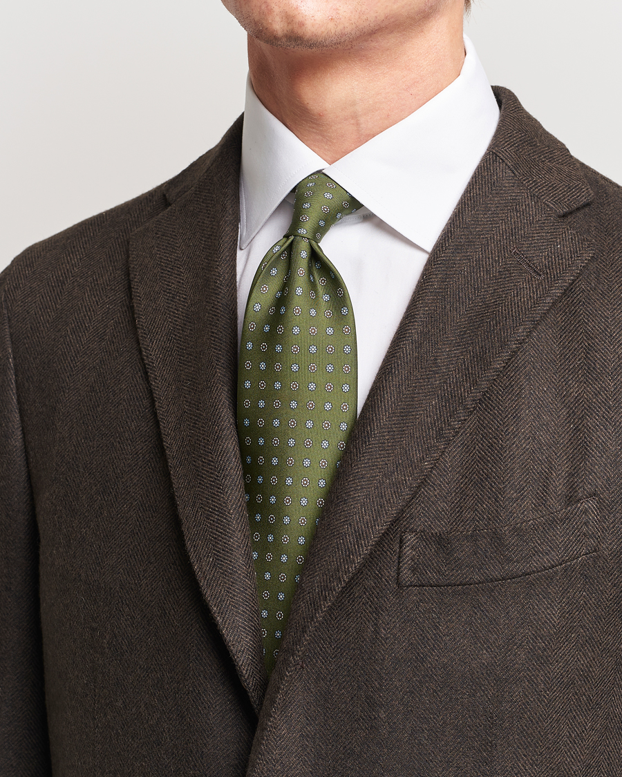Men | E. Marinella | E. Marinella | 3-Fold Printed Silk Tie Green
