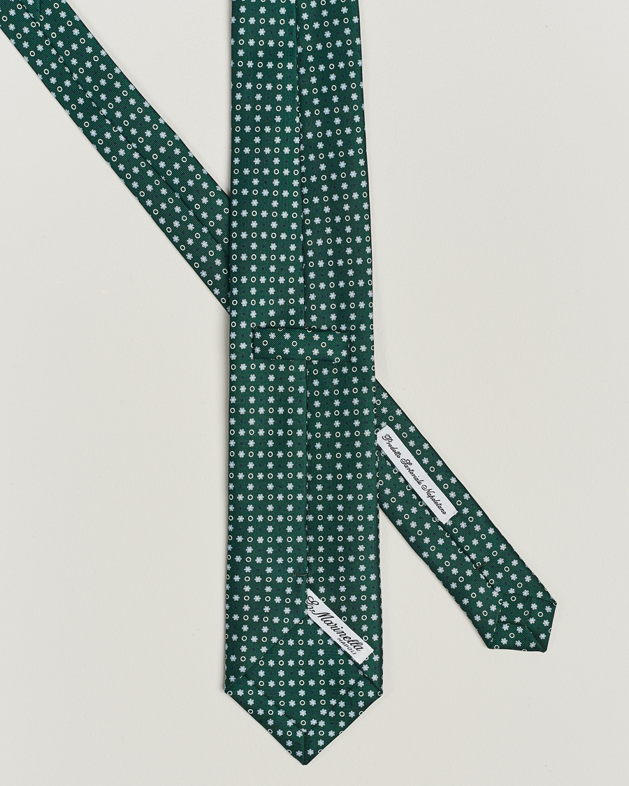 Men | E. Marinella 3-Fold Printed Silk Tie Dark Green | E. Marinella | 3-Fold Printed Silk Tie Dark Green