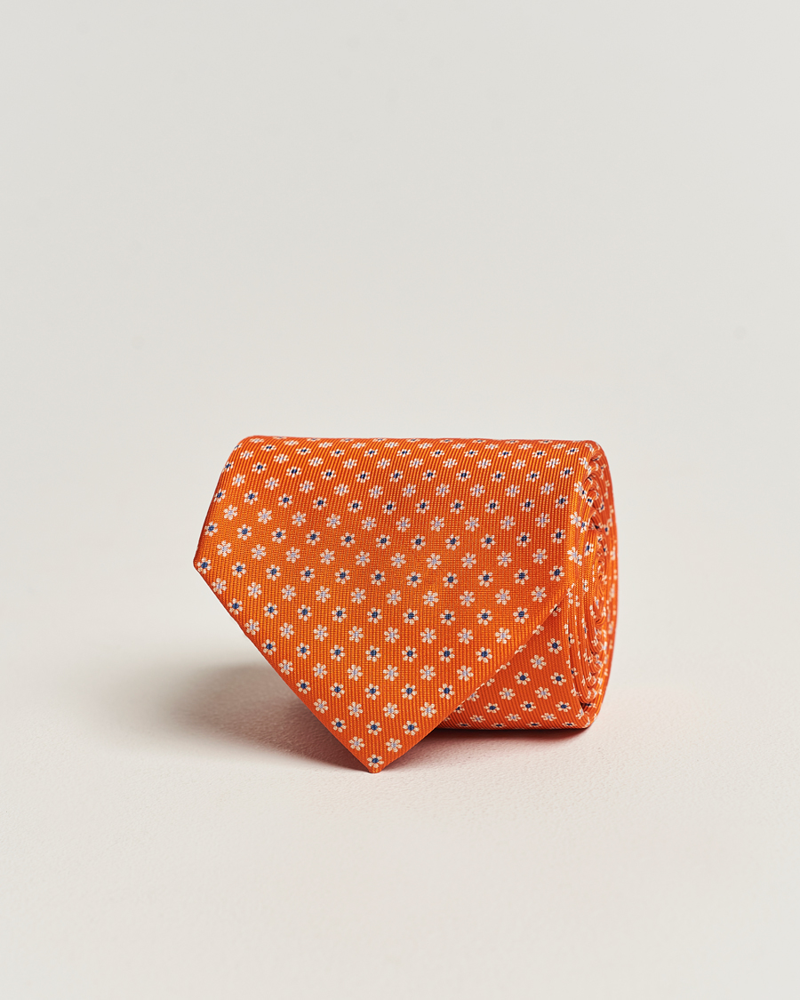 Men | E. Marinella | E. Marinella | 3-Fold Printed Silk Tie Orange