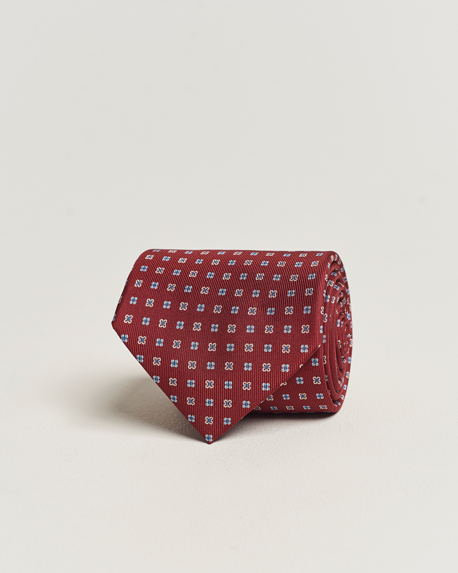 E. Marinella 3-Fold Printed Silk Tie Burgundy at CareOfCarl.com