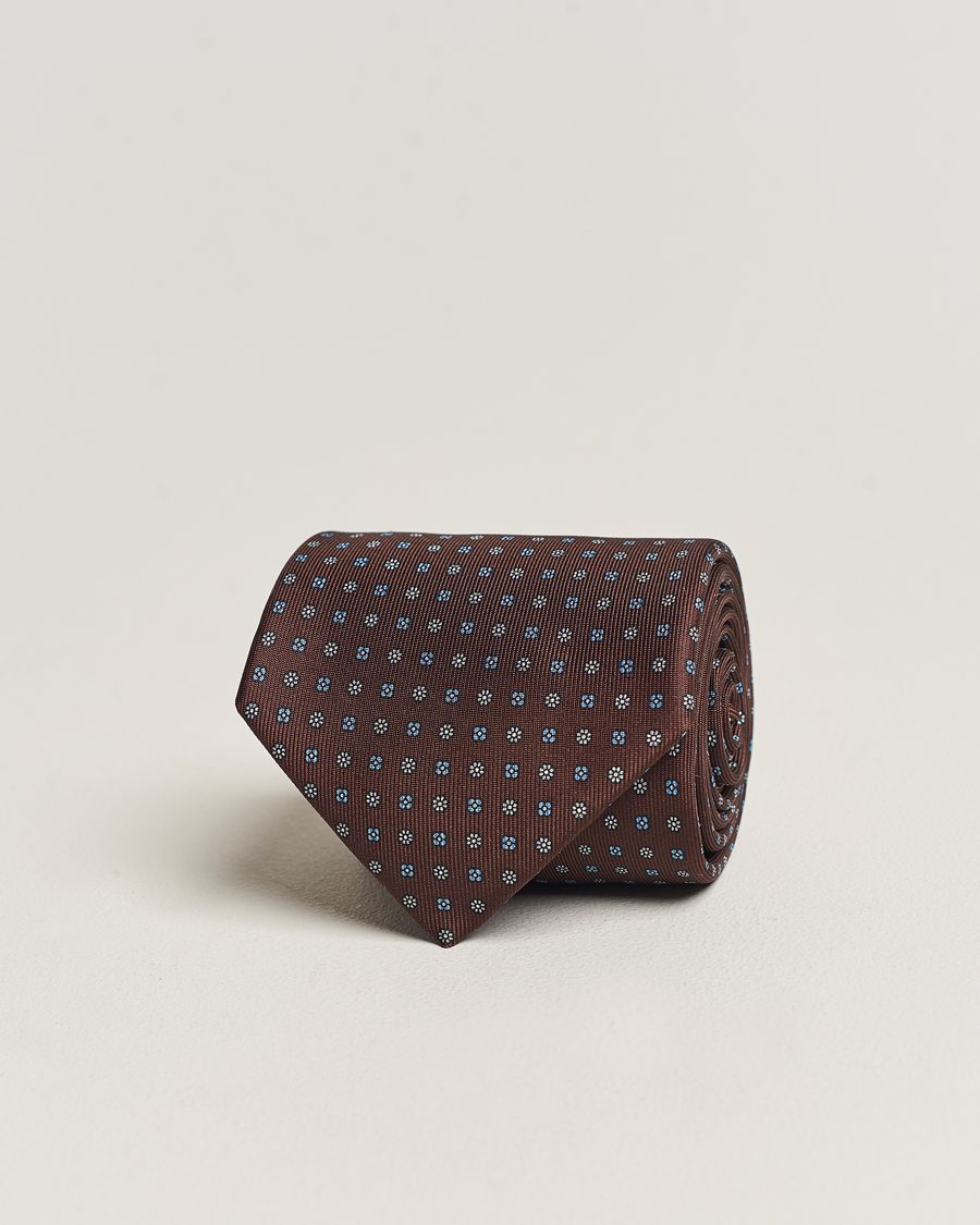 Men | E. Marinella | E. Marinella | 3-Fold Printed Silk Tie Brown