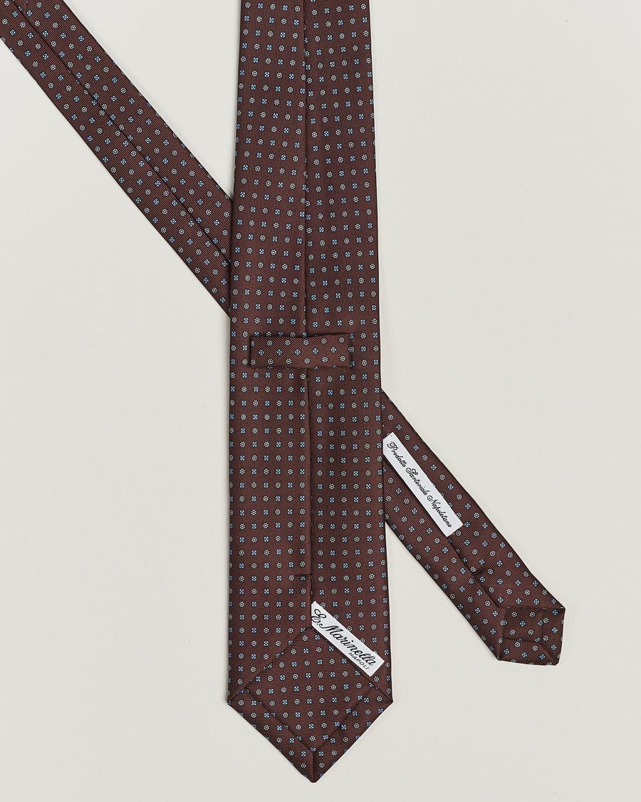 Men | E. Marinella 3-Fold Printed Silk Tie Brown | E. Marinella | 3-Fold Printed Silk Tie Brown