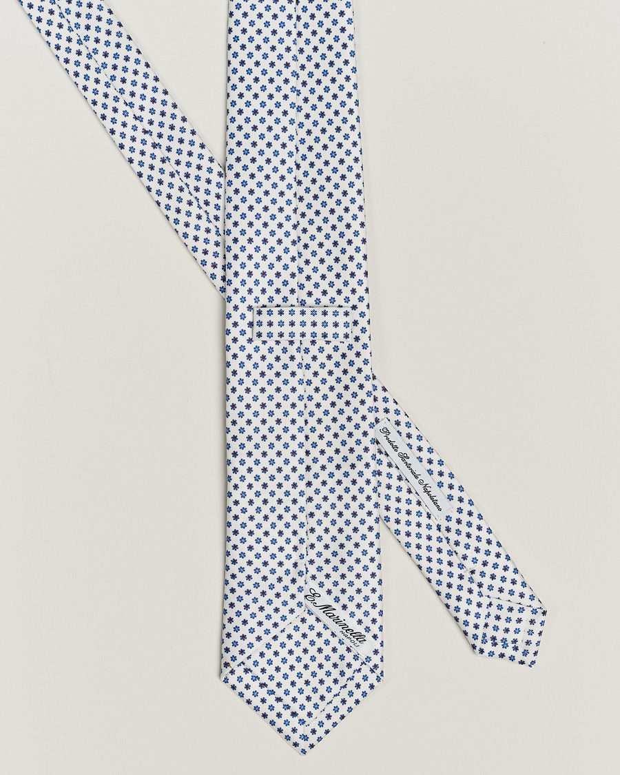 Men | E. Marinella 3-Fold Printed Silk Tie White | E. Marinella | 3-Fold Printed Silk Tie White