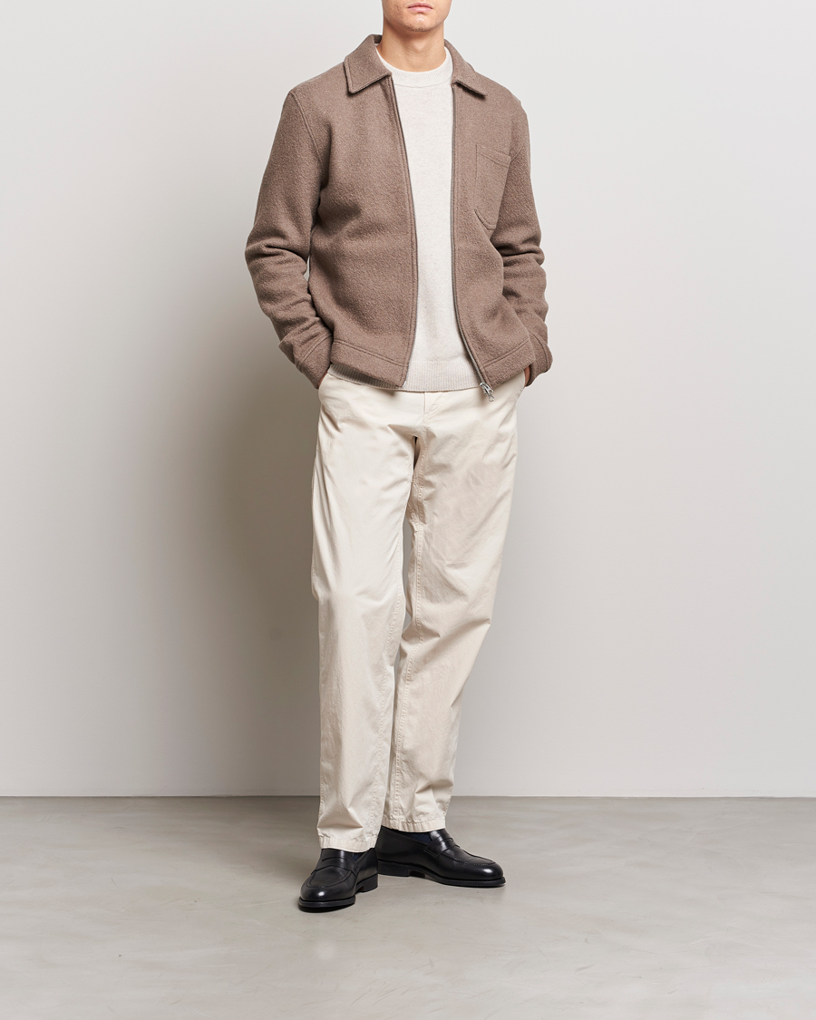 Men | Sweaters & Knitwear | Samsøe Samsøe | Hannes Boiled Wool Full Zip Fallen Rock
