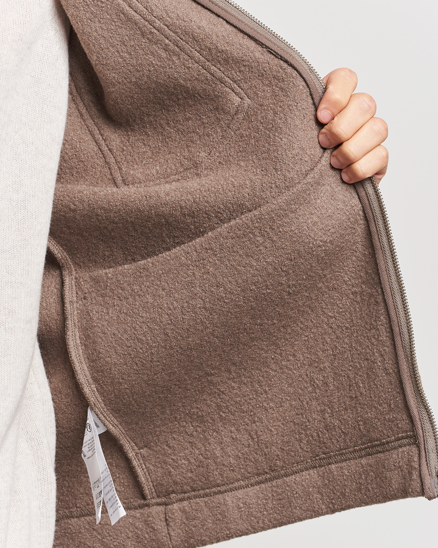 Men | Sweaters & Knitwear | Samsøe Samsøe | Hannes Boiled Wool Full Zip Fallen Rock