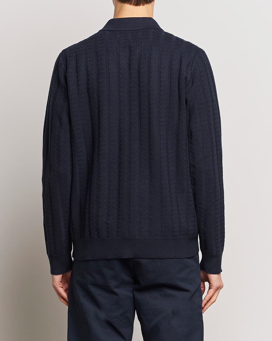 Men | Sweaters & Knitwear | Samsøe Samsøe | Gabriel Structured Knitted Half Zip Salute Navy