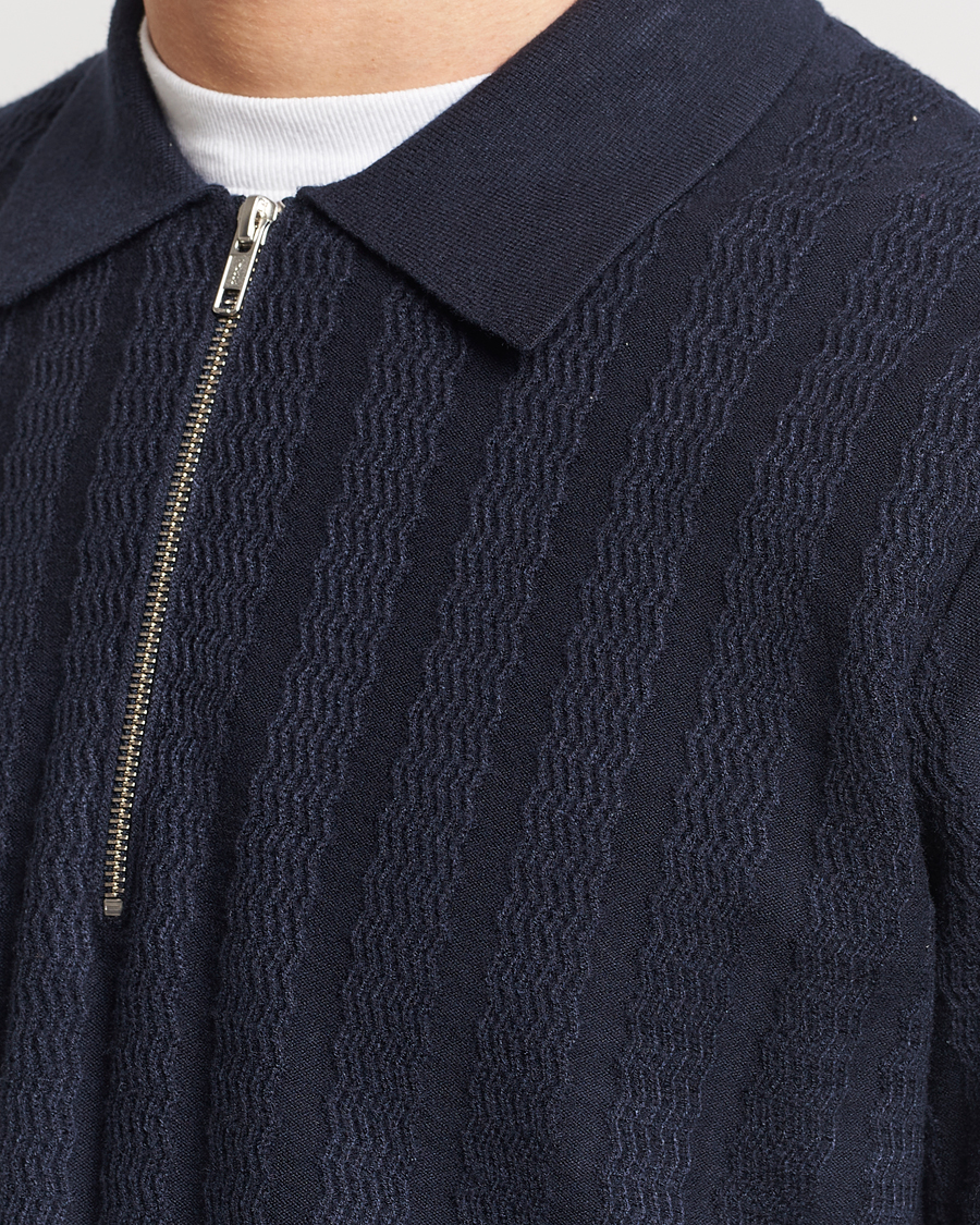 Men | Sweaters & Knitwear | Samsøe Samsøe | Gabriel Structured Knitted Half Zip Salute Navy