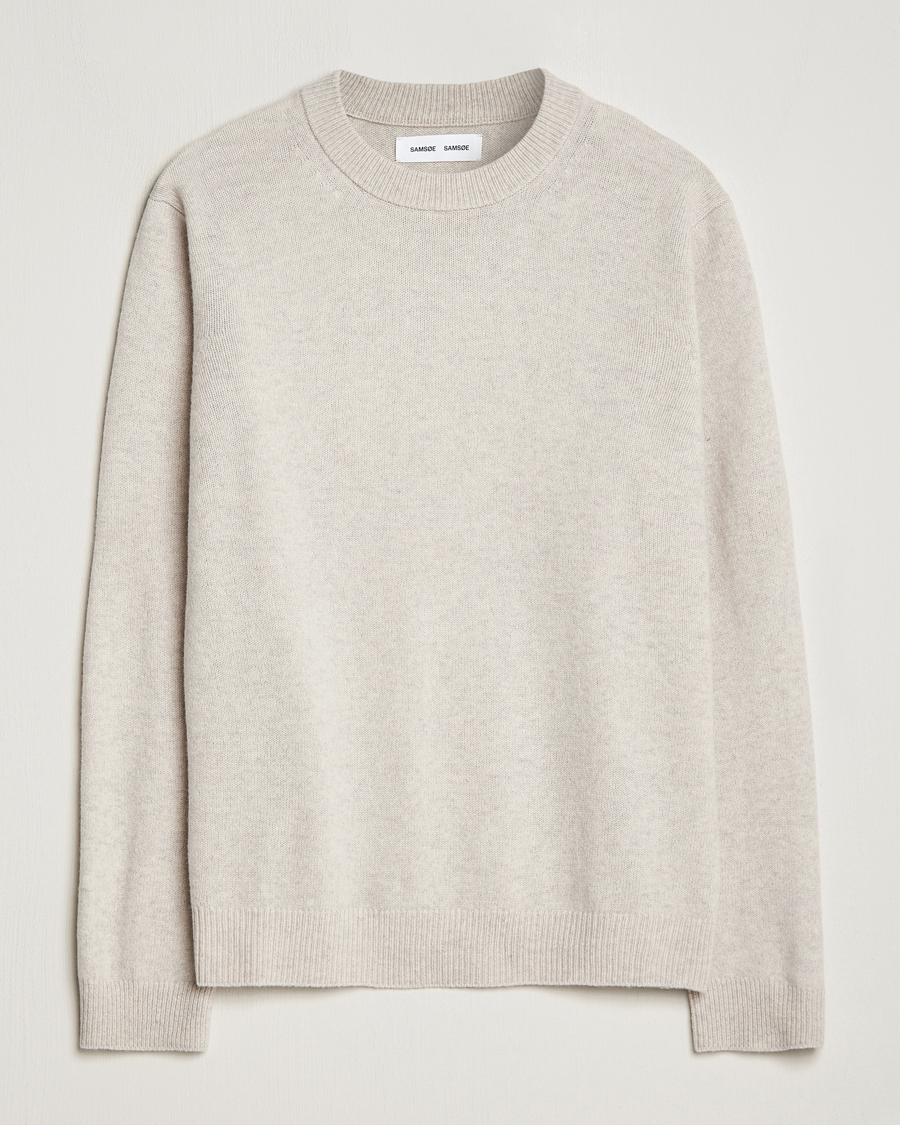 Men | Sweaters & Knitwear | Samsøe Samsøe | Isak Merino Knitted Sweater Silver Lining
