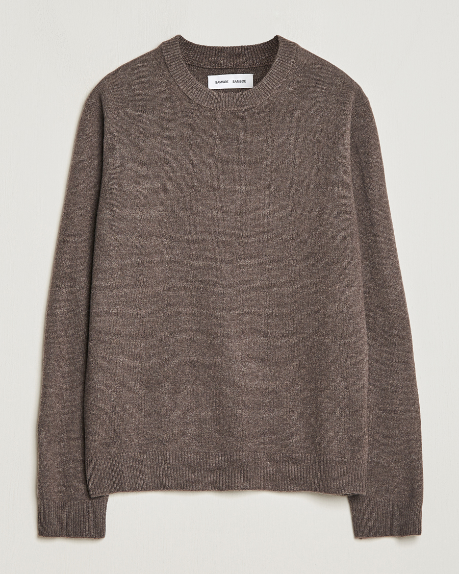 Men | Sweaters & Knitwear | Samsøe Samsøe | Isak Merino Knitted Sweater Major Brown