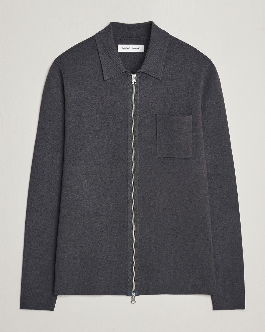 Men | Sweaters & Knitwear | Samsøe Samsøe | Guna Full Zip Volcanic Ash