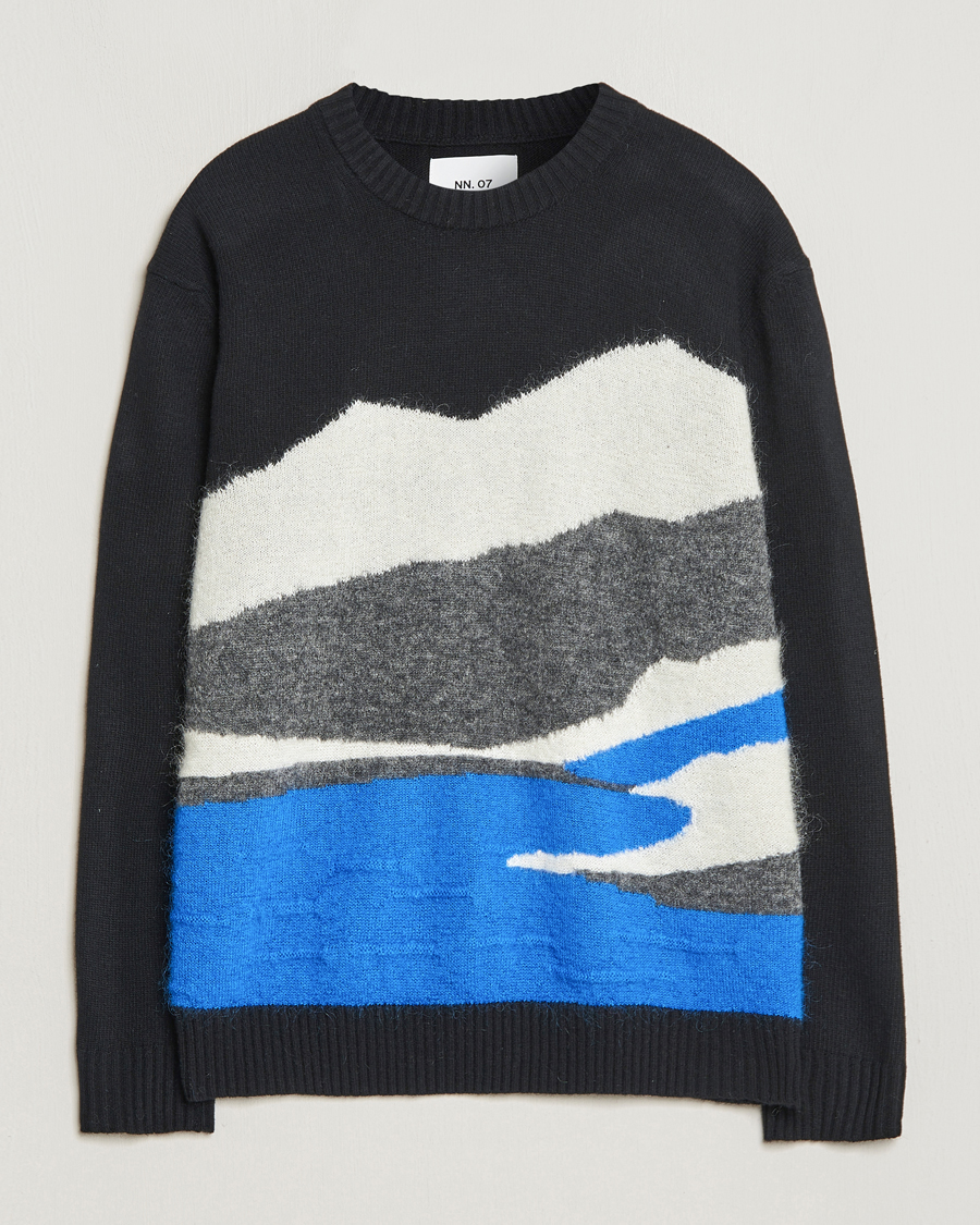 Men | Sweaters & Knitwear | NN07 | Jason Mohair Wool Sweater Black Multi