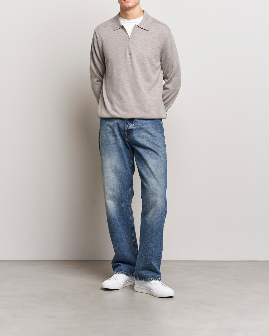 Men | Sweaters & Knitwear | NN07 | Sergio Half-Zip Polo Stone