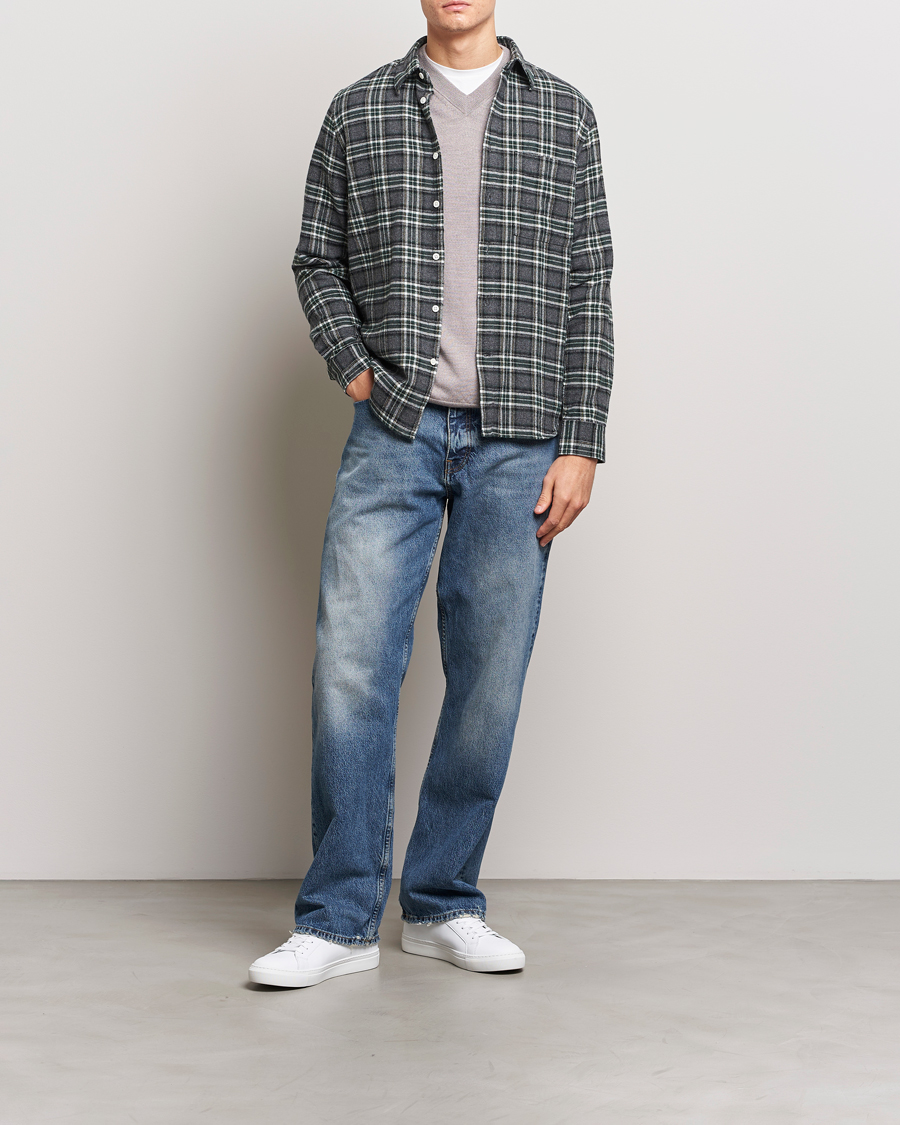 Men | Shirts | NN07 | Arne Checked Cotton Shirt Dark Grey
