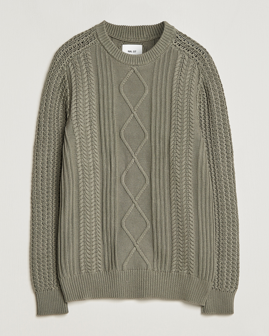 【yuraさん専用】cable knit (khaki) NN07 Caleb Cable Knit Sweater Khaki Sand at CareOfCarl.com