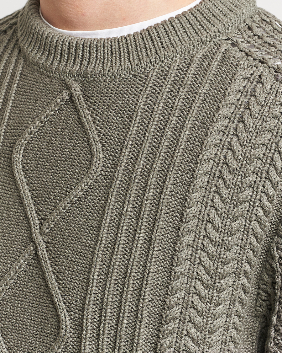 NN07 Caleb Cable Knit Sweater Khaki Sand at CareOfCarl.com