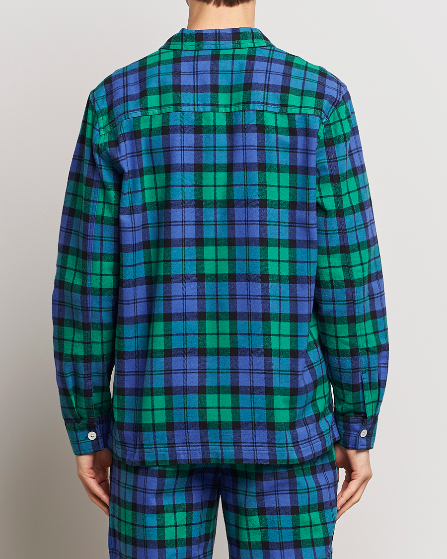 Men | Pyjamas & Robes | Tekla | Flannel Checked Pyjama Shirt Green/Blue