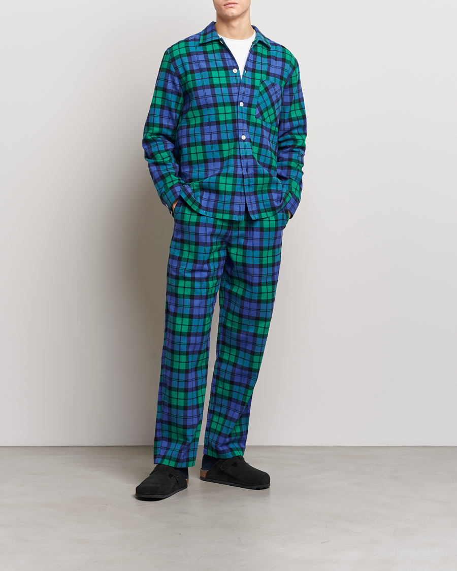 Men | Pyjamas & Robes | Tekla | Flannel Checked Pyjama Pants Green/Blue