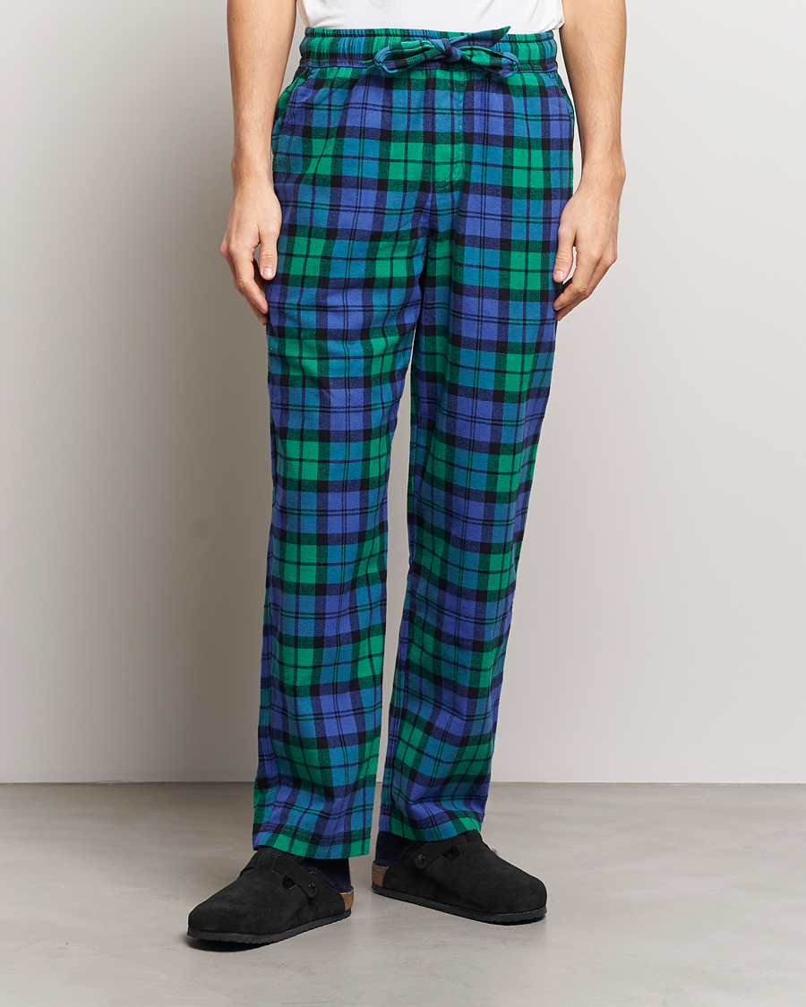 Men | Pyjamas | Tekla | Flannel Checked Pyjama Pants Green/Blue
