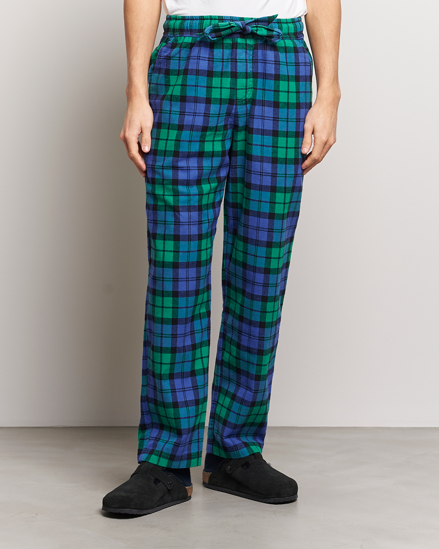 Men | Pyjamas & Robes | Tekla | Flannel Checked Pyjama Pants Green/Blue
