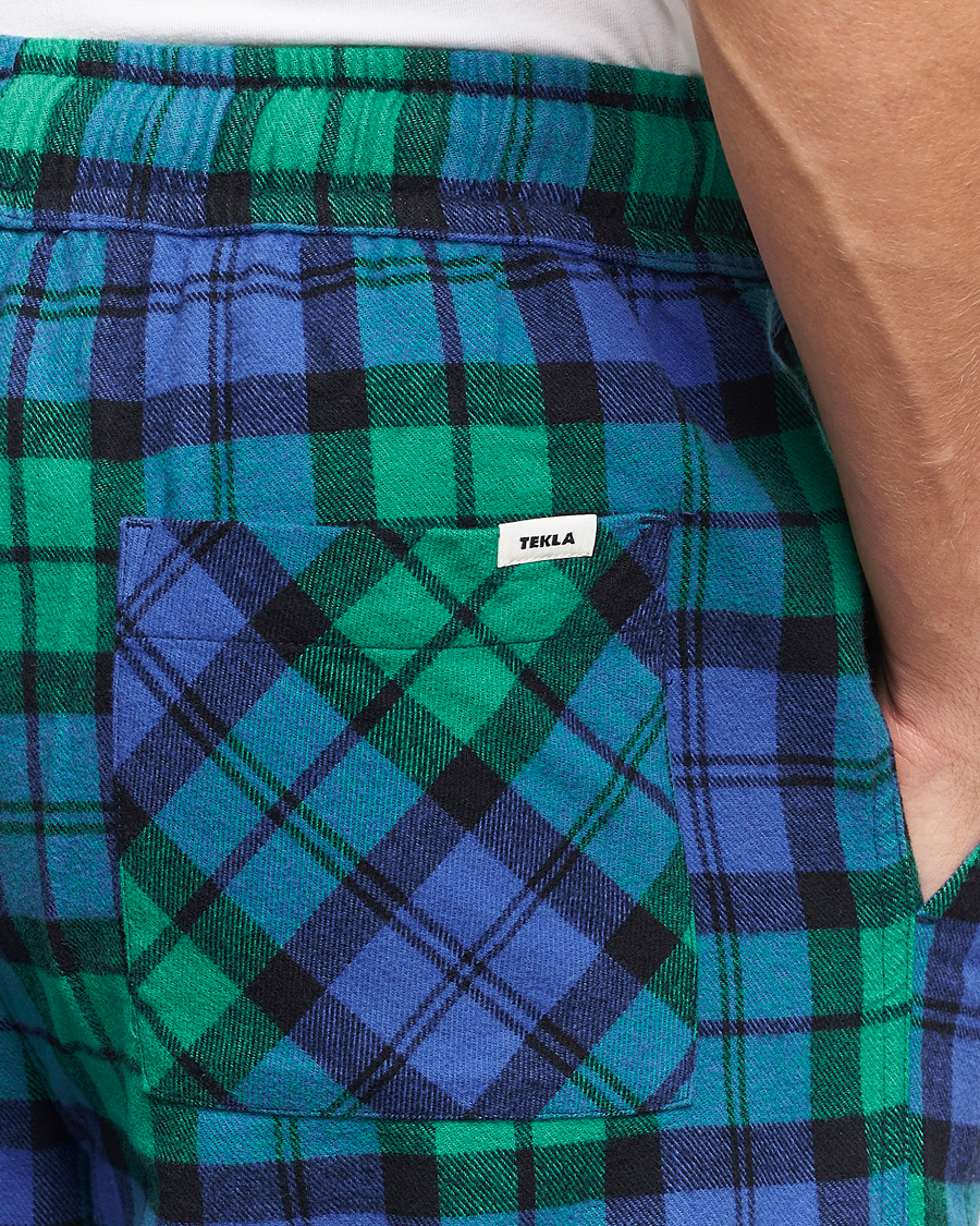 Men | Pyjamas & Robes | Tekla | Flannel Checked Pyjama Pants Green/Blue