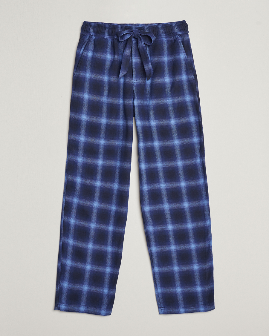 Men | Pyjamas & Robes | Tekla | Flannel Checked Pyjama Pants Navy/Blue