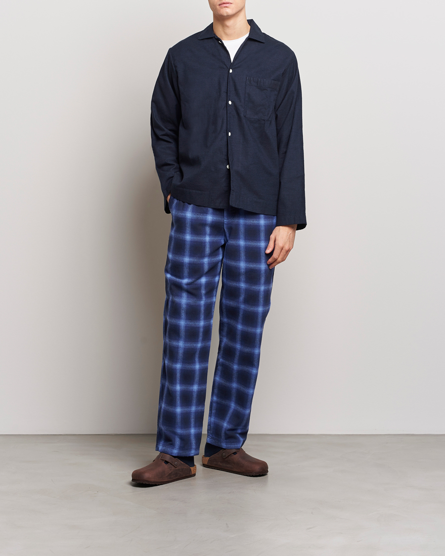Men | Pyjamas & Robes | Tekla | Flannel Checked Pyjama Pants Navy/Blue