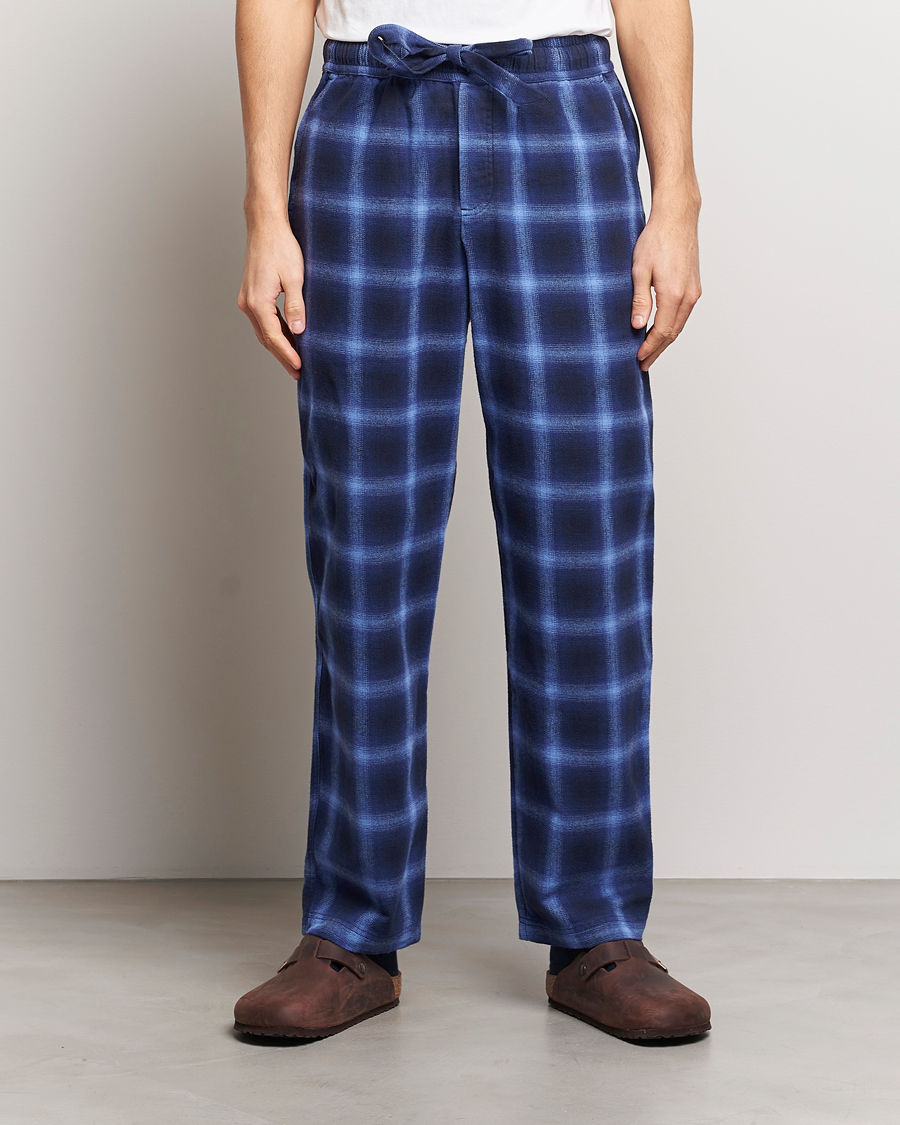 Men | Pyjamas & Robes | Tekla | Flannel Checked Pyjama Pants Navy/Blue