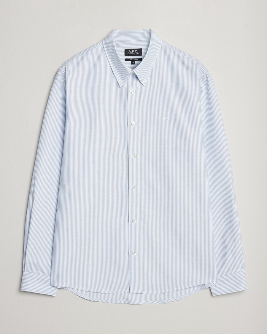 Men | Shirts | A.P.C. | Greg Striped Oxford Shirt Blue/White