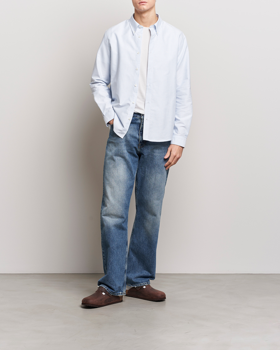 Men | Shirts | A.P.C. | Greg Striped Oxford Shirt Blue/White