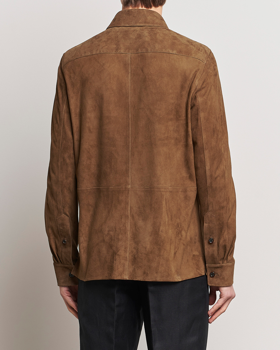 Men | Coats & Jackets | Ralph Lauren Purple Label | Suede Shirt Jacket Dark Brown
