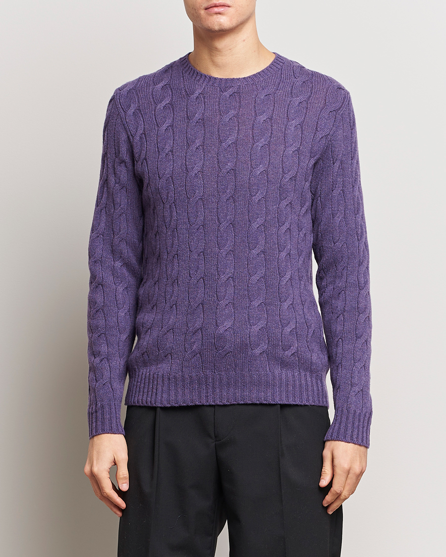 Men | Ralph Lauren Holiday Dressing | Ralph Lauren Purple Label | Cashmere Cable Sweater Purple Melange