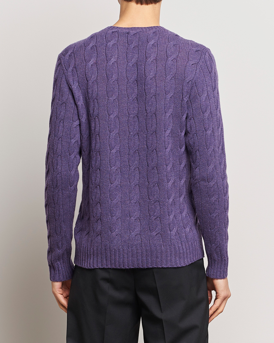 Men | Sweaters & Knitwear | Ralph Lauren Purple Label | Cashmere Cable Sweater Purple Melange