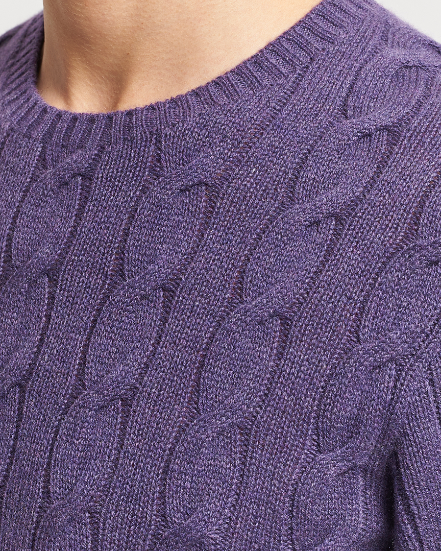 Men | Sweaters & Knitwear | Ralph Lauren Purple Label | Cashmere Cable Sweater Purple Melange