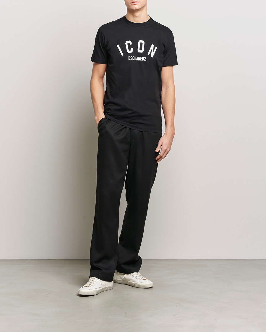 Men | T-Shirts | Dsquared2 | Cool Fit Be Icon Crew Neck T-Shirt Black