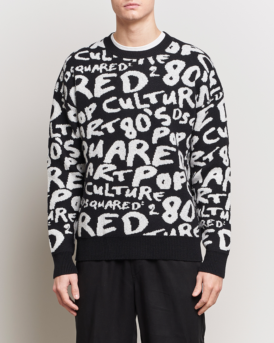 Men | Knitted Jumpers | Dsquared2 | Pop 80's Crew Neck Knitted Sweater Black