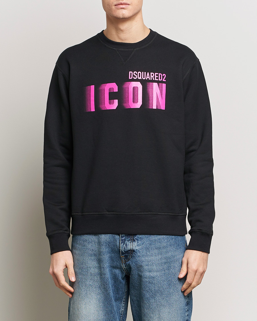 Men | Sweaters & Knitwear | Dsquared2 | Cool Fit Icon Blur Crew Neck Sweatshirt Black