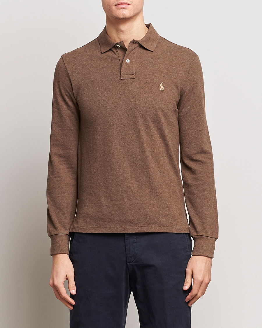 Men | Long Sleeve Polo Shirts | Polo Ralph Lauren | Slim Fit Long Sleeve Polo Cedar Heather