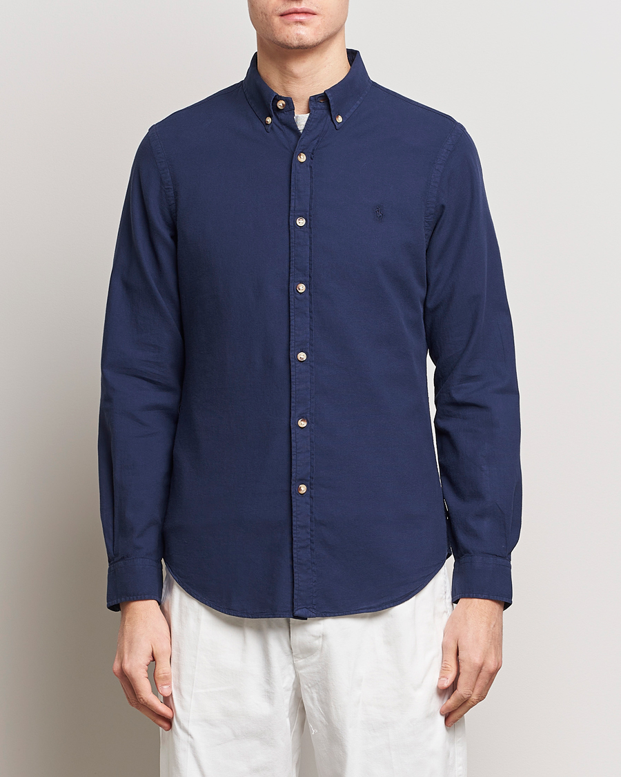 Men | Casual Shirts | Polo Ralph Lauren | Slim Fit Cotton Textured Shirt Dark Indigo