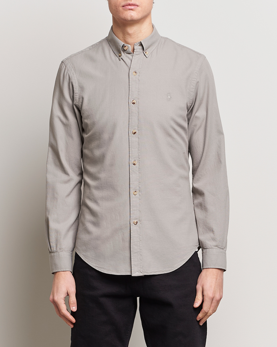 Herr | Skjortor | Polo Ralph Lauren | Slim Fit Cotton Textured Shirt Grey Fog