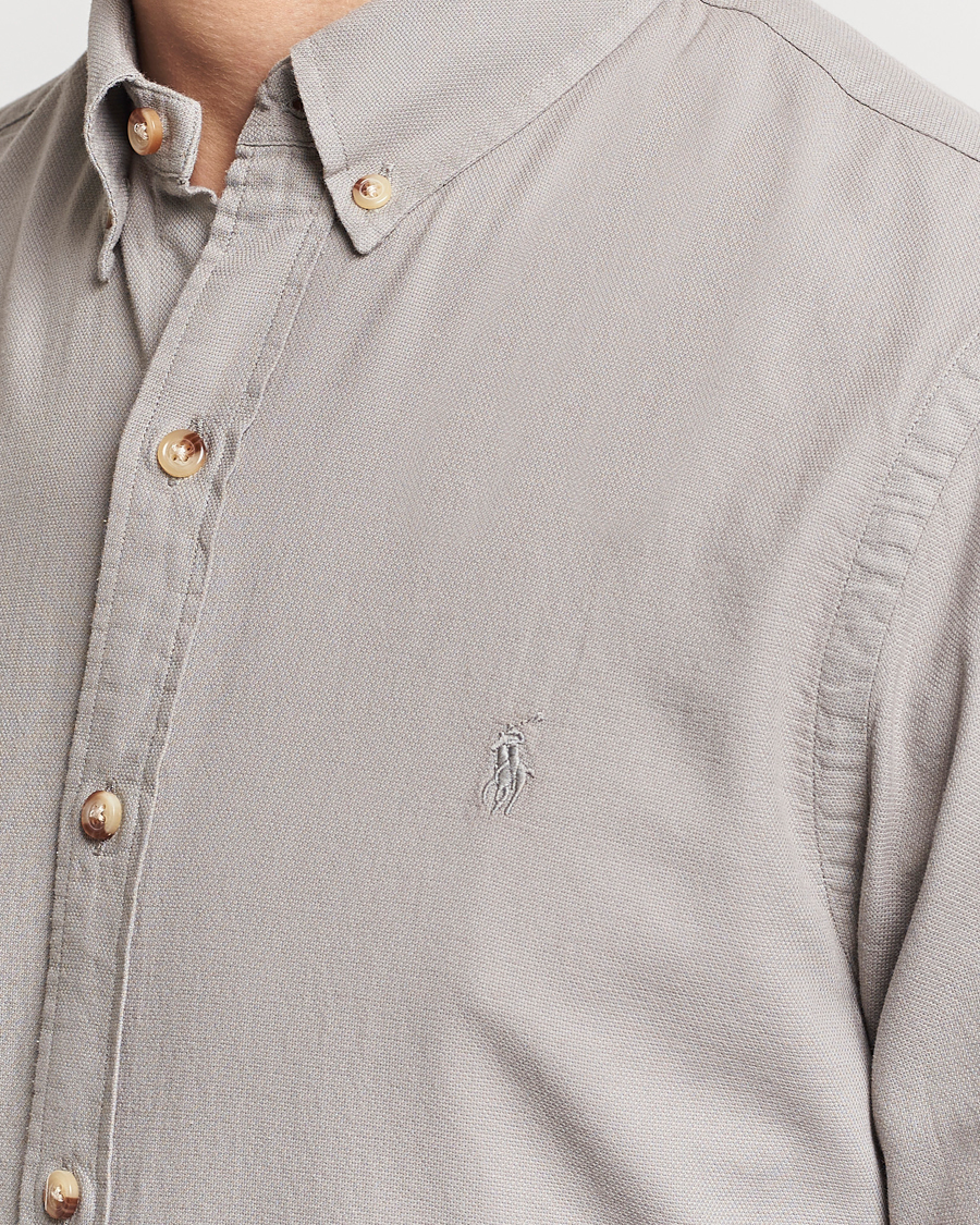 Men | Shirts | Polo Ralph Lauren | Slim Fit Cotton Textured Shirt Grey Fog